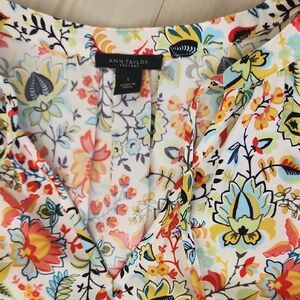 Ann Taylor Factory White Floral Tie-Waist Women's Dress